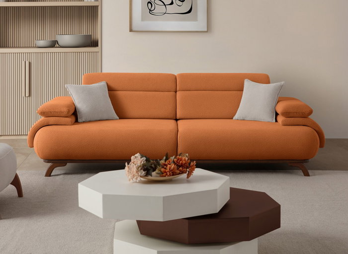 Atelier Del Sofa Bonjo Walnut - Sofá de 3 plazas Rojo azulejo Atelier Del Sofa Bonjo Walnut - Sofá de 3 plazas Rojo azulejo